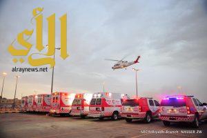 ‏11 فرقة إسعافية من الهلال الأحمر بالقصيم نقلت 13 مصاباً في حادث سير