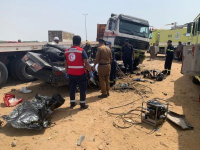 وفاة شخصين في حادث مروع على طريق أبو عريش – جازان