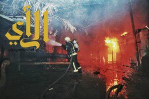 مدني المقدسة يسيطر على حريق في مجموعة بركسات بحي أم الجود
