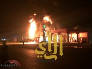 بالفيديو .. حريق داخل محطة وقود بمحافظة بيش
