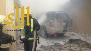 مدني المزاحمية يخمد حريق مركبة في فناء منزل