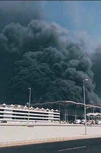 حريق محطة قطار الحرمين بمدينة جدة